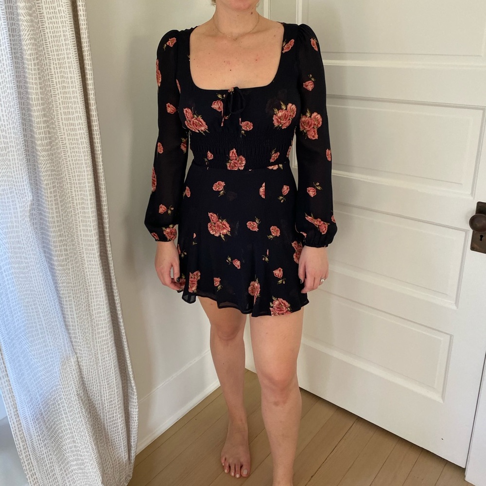 Black Dress with Pink Florals